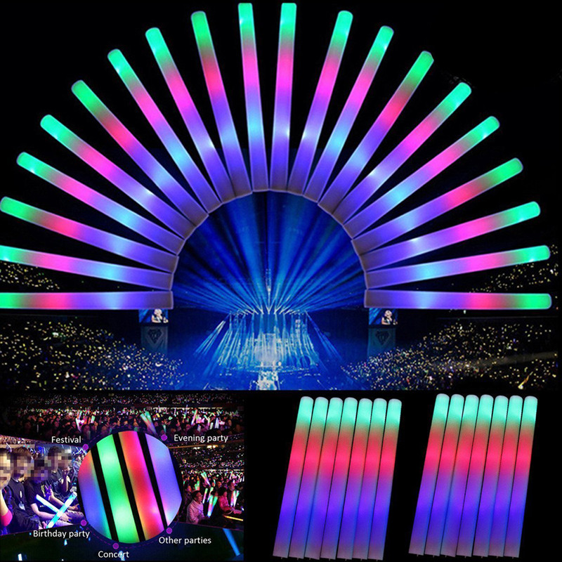 Flashing Led Foam Sticks Party - 30個入り パーティーデコレーション LED カラフルフォームスティック 光るワンド 点滅する応援棒