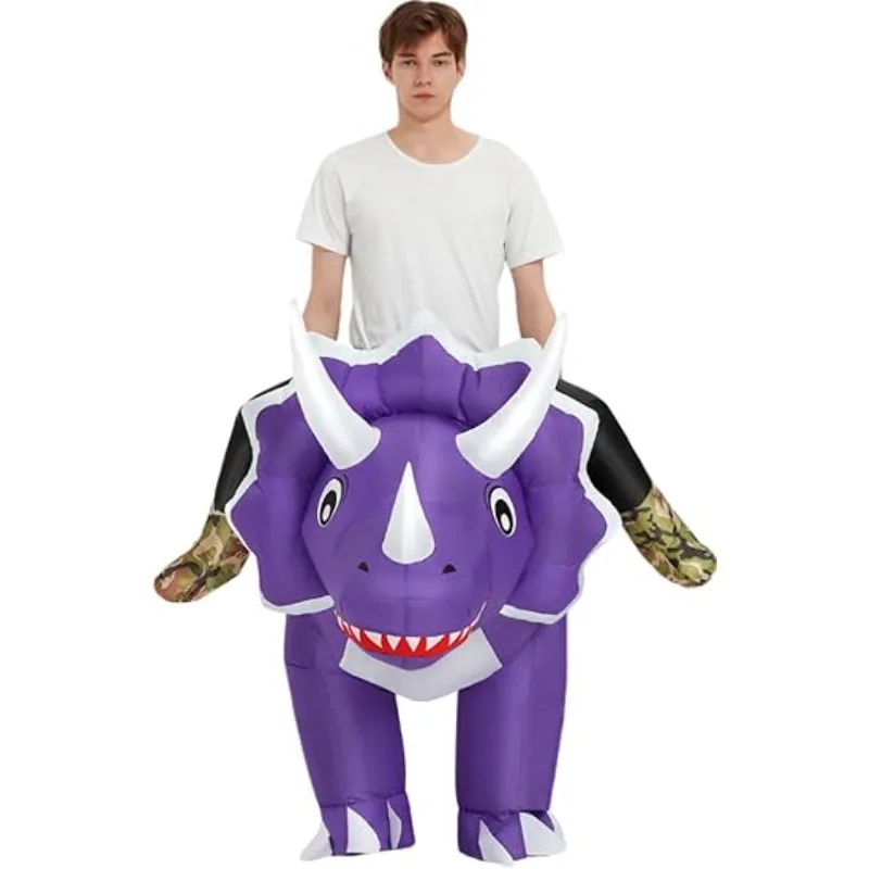 大人用インフレータブルトリケラトプス乗馬コスチューム面白い恐 - Inflatable Dinosaur Costume Adult のレビューと価格