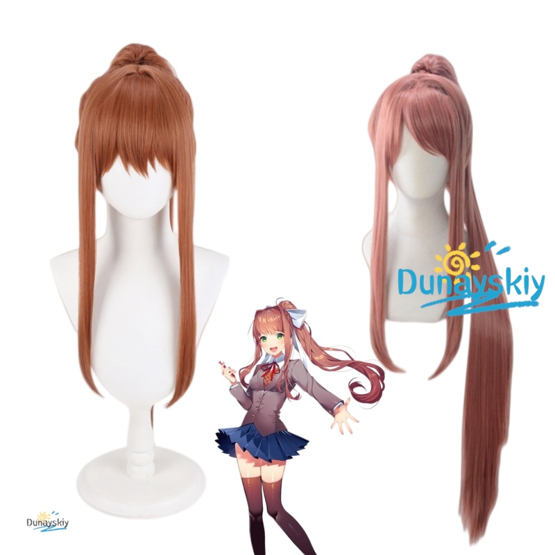 DDLC モニカキャラクターコスプレウィッグロングナチュラル - Anime Cosplay Wig Heat Resistant のレビューと価格